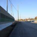 QEW West Bound Lanes and New Noise Wall - Looking East